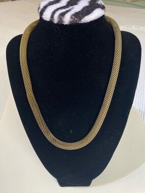 Vintage Jan Michaels Brass Metal Mesh Rope Necklace Lobster Claw Clasp